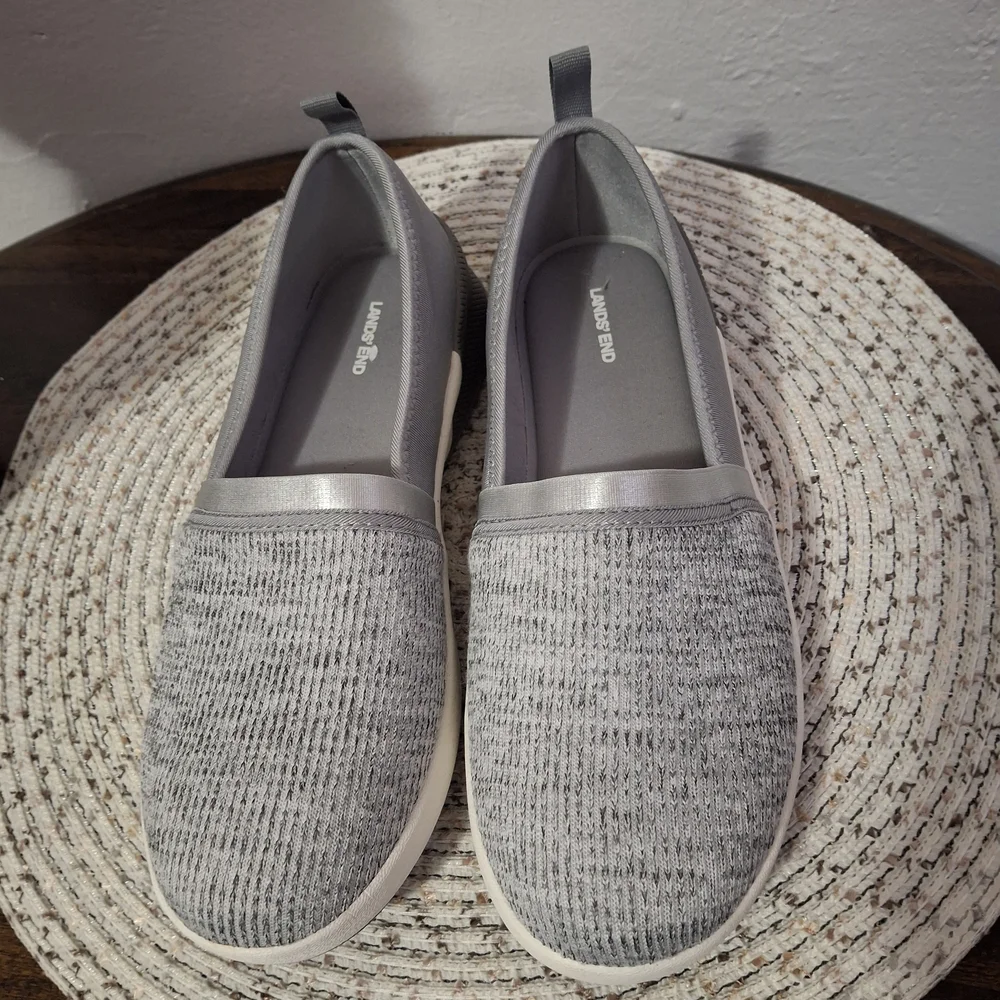 Gray Lands' End Slip-On Women's Shoes Size  8.5.